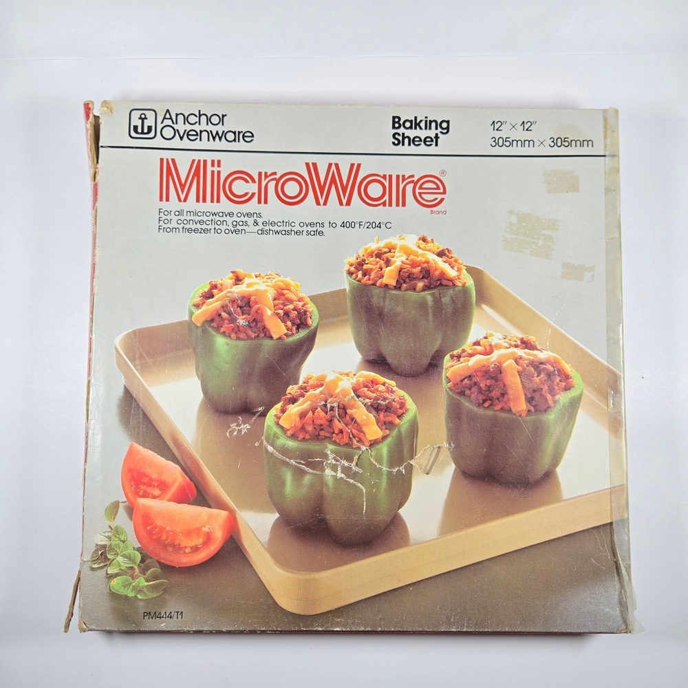 Anchor Hocking MicroWare 12in Baking Sheet PM444/T1 Tan Vintage Made in USA